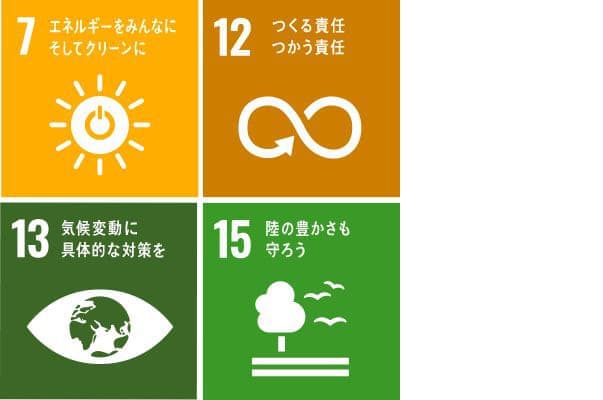 エネルギーをみんなにそしてクリーンに、つくる責任つかう責任、気候変動に具体的な対策を、陸の豊かさも守ろう